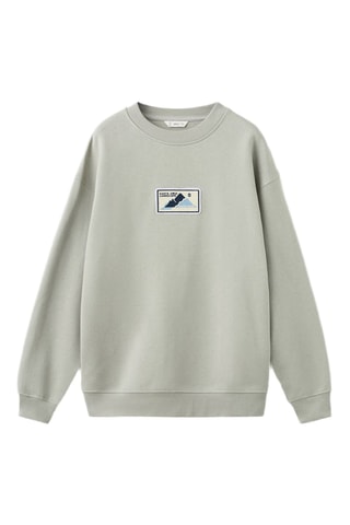 Sweat-shirt coton écusson - Gris
