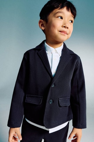 Veste piqué de coton - Bleu marine