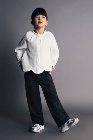 Pantalon rayures nœud - Gris