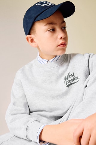 Sweat-shirt coton imprimé - Gris