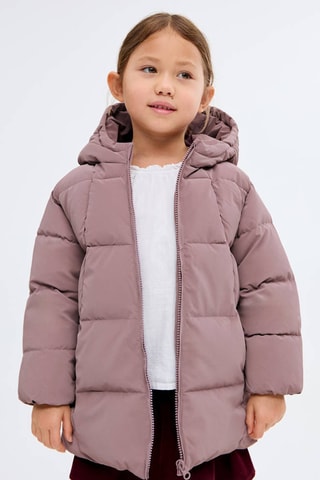 Anorak long matelassé capuche - Violet