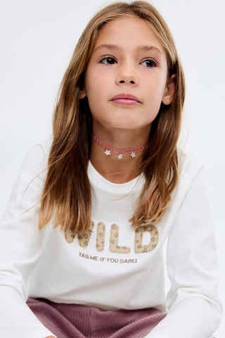 T-shirt brodée léopard - Blanc