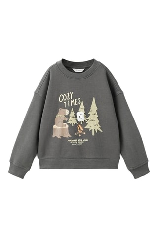 Sweat-shirt coton imprimé - Gris