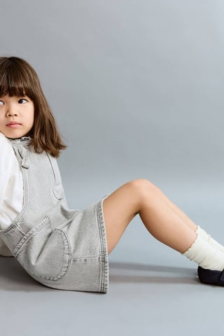 Robe chasuble denim - Gris