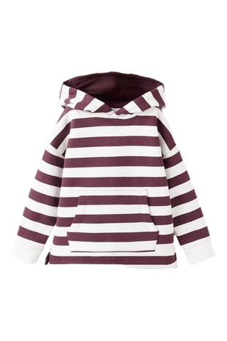 Sweat-shirt rayures capuche - Rouge foncé