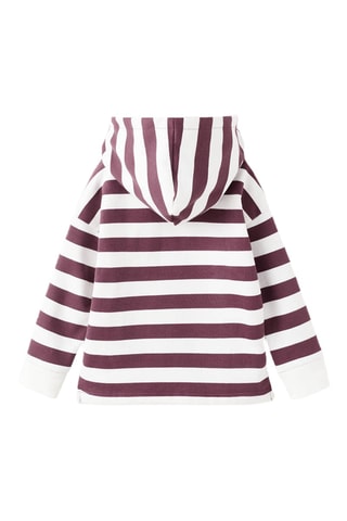 Sweat-shirt rayures capuche - Rouge foncé