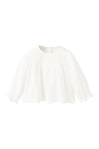 Blouse coton froncée - Blanc