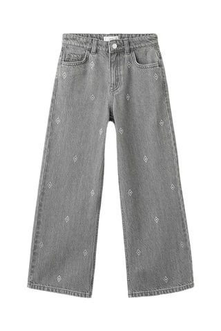 Jean large à strass - Gris