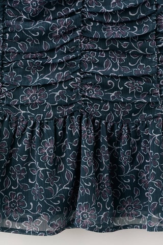 Robe imprimée à volants - Bleu