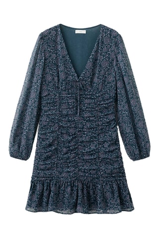 Robe imprimée à volants - Bleu