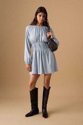 Robe imprimée cut-out lurex - Bleu