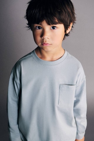 T-shirt coton poche - Bleu