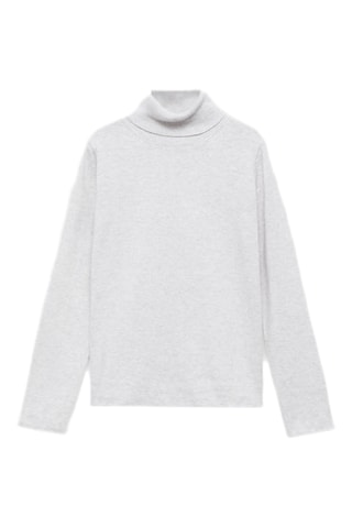 Pull-over maille col montant - Gris clair