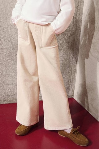 Pantalon velours côtelé large - Beige