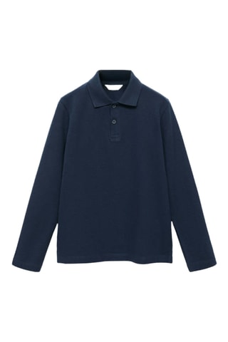 Polo boutonné maille - Bleu marine