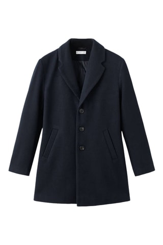 Manteau coupe midi drap de laine - Bleu marine