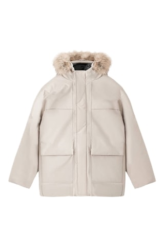 Anorak à capuche imitation fourrure - Marron