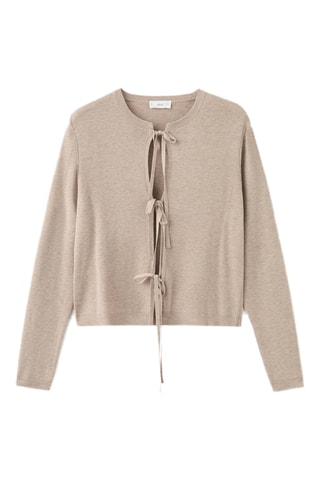 Cardigan maille nœuds - Beige