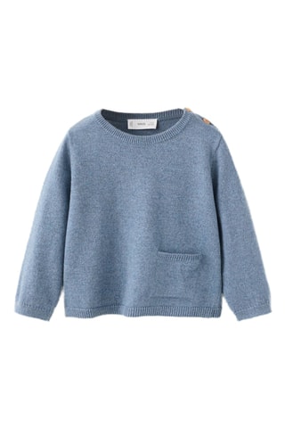 Pull-over maille poche - Bleu