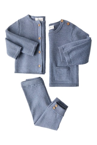Pull-over maille poche - Bleu