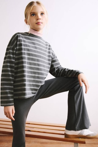 T-shirt oversize rayures - Gris