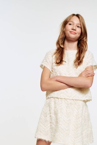 Blouse à paillettes - Beige