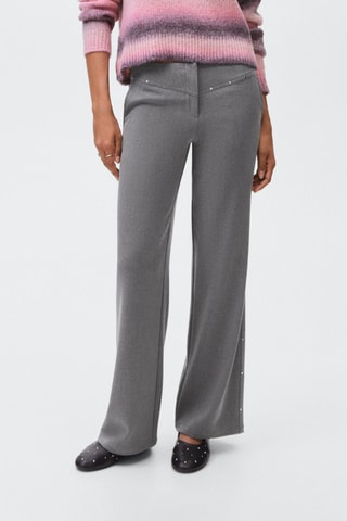 Pantalon taille basse à rivets - Gris