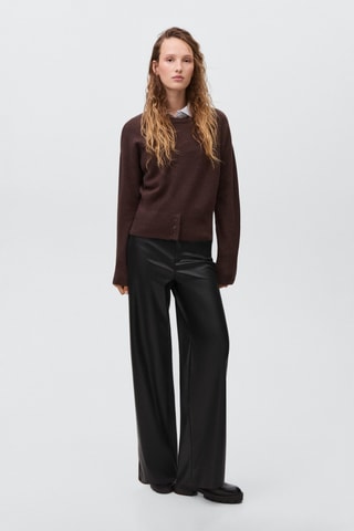 Pantalon droit en similicuir - Noir