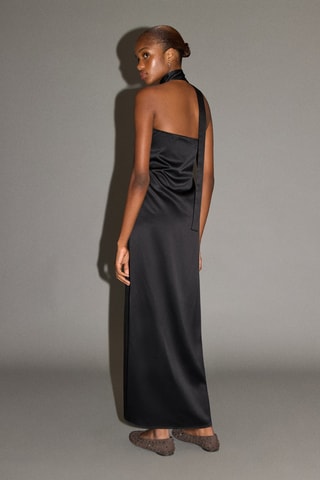 Robe midi avec cravate - Noir