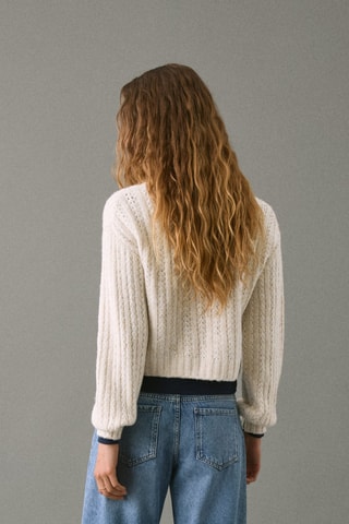 Pull-over maille crop - Écru