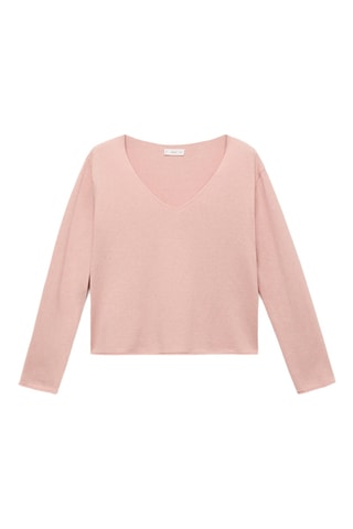 Pull-over maille col en V - Rose