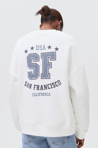 Sweat-shirt coton imprimé - Blanc