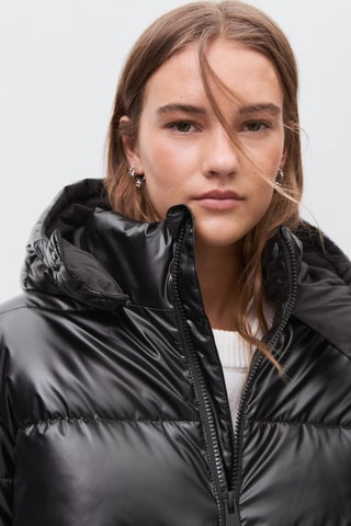 Anorak matelassé simili-cuir - Noir