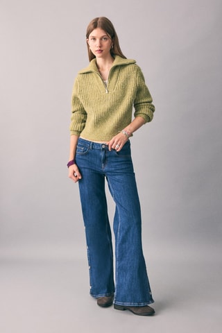 Pull-over maille col montant - Vert clair
