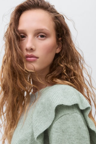 Pull-over maille volants - Vert