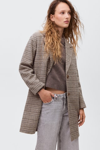 Manteau carreaux laine - Beige