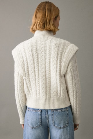 Pull-over maille col montant - Écru