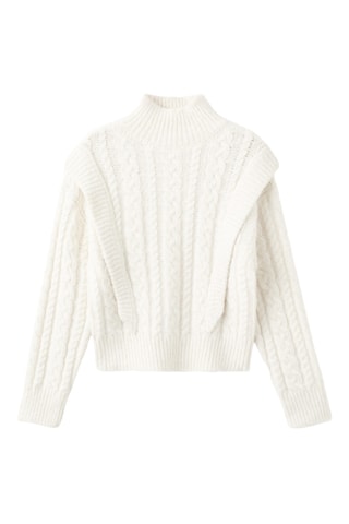 Pull-over maille col montant - Écru
