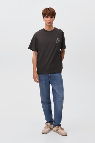T-shirt en coton imprimé - Anthracite