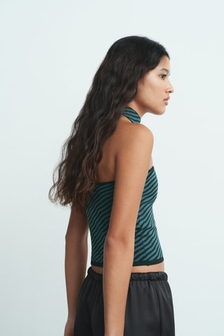 Haut bustier à rayures - Vert