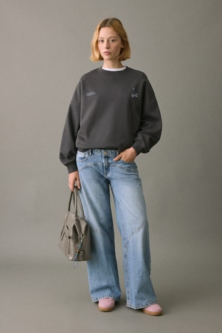 Sweat-shirt coton imprimé - Anthracite