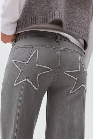 Jean taille basse étoiles - Gris