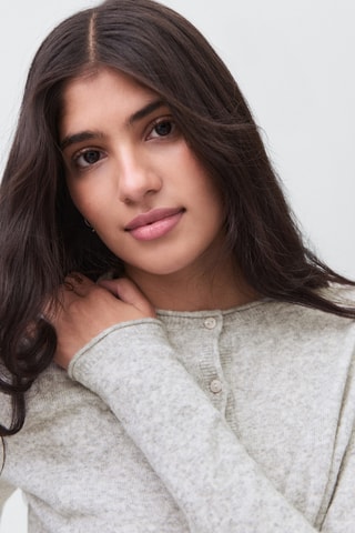 Cardigan crop boutons - Gris