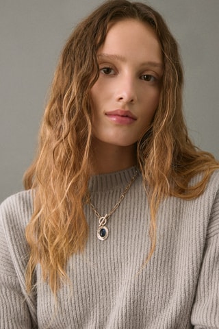 Pull-over maille franges - Marron