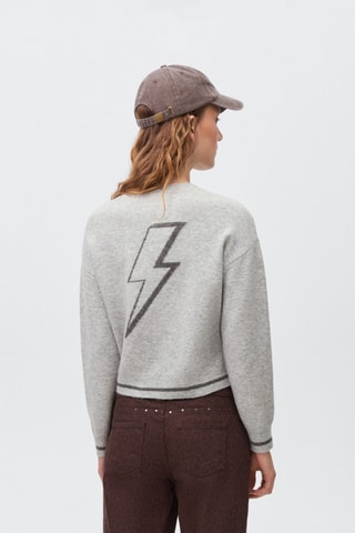 Pull-over brodé maille - Gris clair