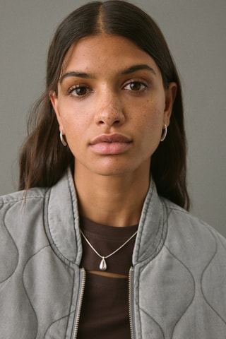 Blouson denim matelassé - Gris