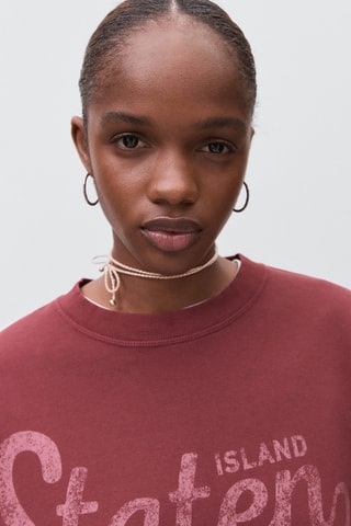 Sweat-shirt coton imprimé - Rouge