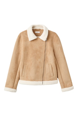 Manteau en daim effet mouton - Marron