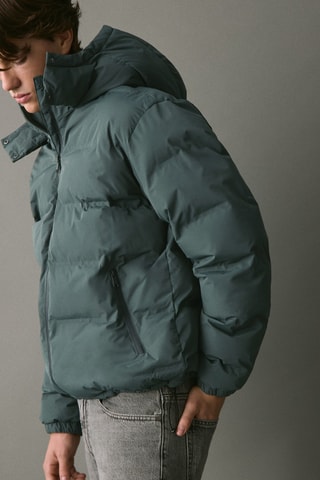 Anorak matelassé à capuche - Vert clair