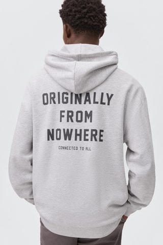 Sweat-shirt imprimé capuche - Gris